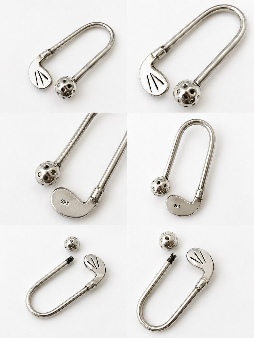 Sterling Silver 925 Golf Key Ring Screw-Off Golf Ball Keychain Vintage Golfcore